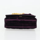 CHANEL Matelasse Chain Camelia Shoulder Bag Velor Purple Gold CC Auth YKZ1012V-5