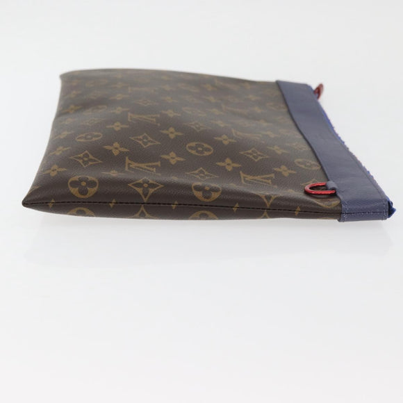 LOUIS VUITTON Monogram Pochette Apollo Clutch Bag Blue M63048 LV Auth YKZ1016