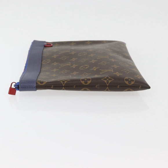 LOUIS VUITTON Monogram Pochette Apollo Clutch Bag Blue M63048 LV Auth YKZ1016
