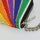 SAINT LAURENT Coin Purse Canvas Multicolor Silver Auth YKZ1018A-15