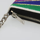 SAINT LAURENT Coin Purse Canvas Multicolor Silver Auth YKZ1018A-17