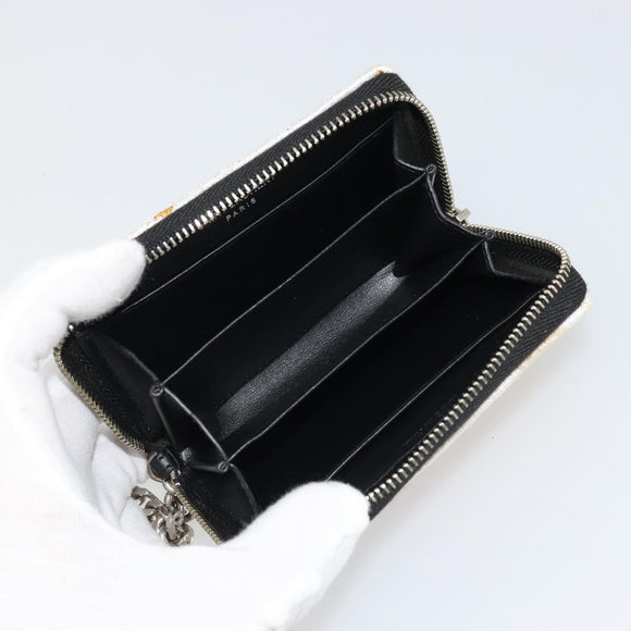 SAINT LAURENT Coin Purse Canvas Multicolor Silver Auth YKZ1018A