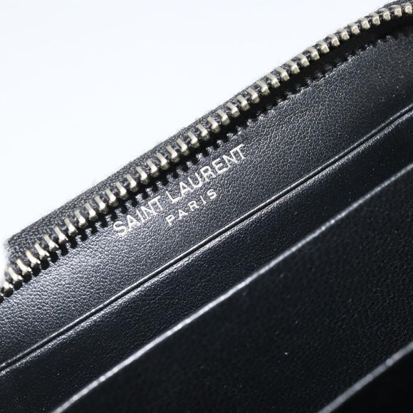 SAINT LAURENT Coin Purse Canvas Multicolor Silver Auth YKZ1018A