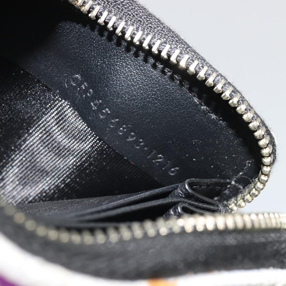 SAINT LAURENT Coin Purse Canvas Multicolor Silver Auth YKZ1018A