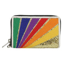 SAINT LAURENT Coin Purse Canvas Multicolor Silver Auth YKZ1018A-13