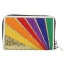 SAINT LAURENT Coin Purse Canvas Multicolor Silver Auth YKZ1018A-2