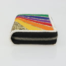 SAINT LAURENT Coin Purse Canvas Multicolor Silver Auth YKZ1018A-3
