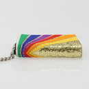 SAINT LAURENT Coin Purse Canvas Multicolor Silver Auth YKZ1018A-6