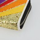 SAINT LAURENT Coin Purse Canvas Multicolor Silver Auth YKZ1018A-7