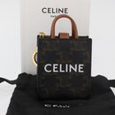 CELINE Triomphe Canvas Micro Vertical Cabas Charm PVC Brown Gold Auth YKZ1019M-12