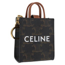 CELINE Triomphe Canvas Micro Vertical Cabas Charm PVC Brown Gold Auth YKZ1019M-1