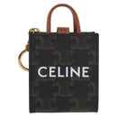CELINE Triomphe Canvas Micro Vertical Cabas Charm PVC Brown Gold Auth YKZ1019M-13