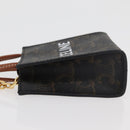 CELINE Triomphe Canvas Micro Vertical Cabas Charm PVC Brown Gold Auth YKZ1019M-4