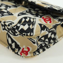 CHANEL Matelasse Checker Flag Chain Pouch Cotton Beige CC Auth YKZ1020SAM-15