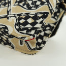 CHANEL Matelasse Checker Flag Chain Pouch Cotton Beige CC Auth YKZ1020SAM-17