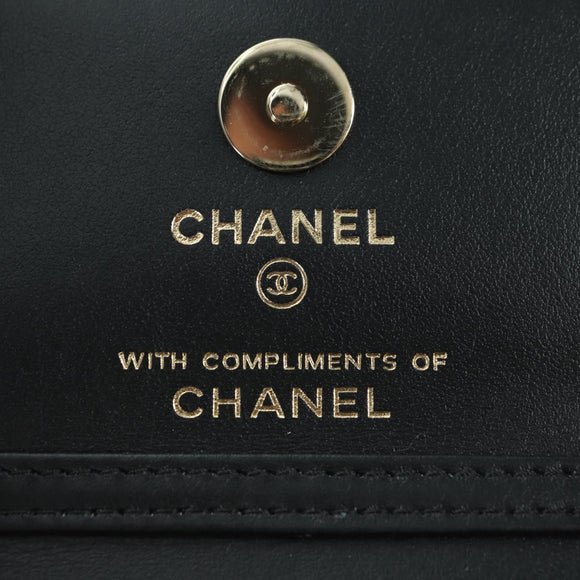 CHANEL Matelasse Checker Flag Chain Pouch Cotton Beige CC Auth YKZ1020SAM