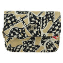 CHANEL Matelasse Checker Flag Chain Pouch Cotton Beige CC Auth YKZ1020SAM-13