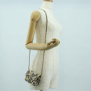 CHANEL Matelasse Checker Flag Chain Pouch Cotton Beige CC Auth YKZ1020SAM-22
