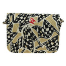 CHANEL Matelasse Checker Flag Chain Pouch Cotton Beige CC Auth YKZ1020SAM-2