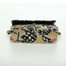 CHANEL Matelasse Checker Flag Chain Pouch Cotton Beige CC Auth YKZ1020SAM-5