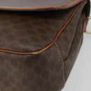 CELINE Macadam Canvas Circle Shoulder Bag PVC Leather Brown Gold Auth YKZ1025-9