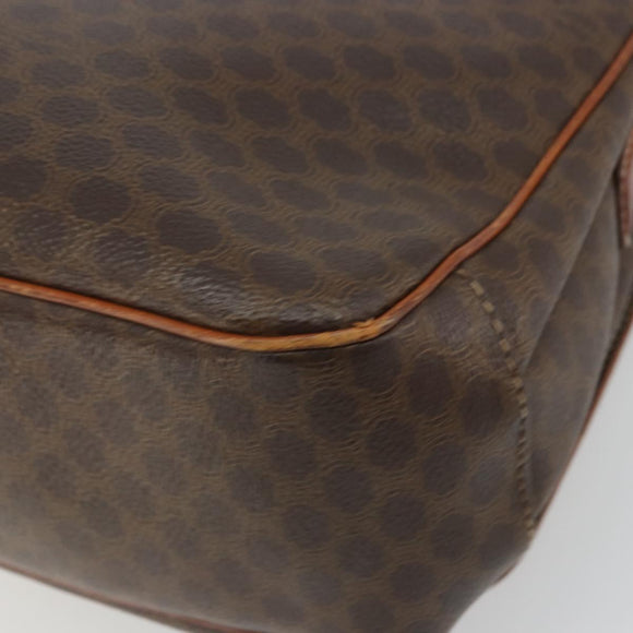 CELINE Macadam Canvas Circle Shoulder Bag PVC Leather Brown Gold Auth YKZ1025