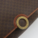 CELINE Macadam Canvas Circle Shoulder Bag PVC Leather Brown Gold Auth YKZ1025-17