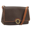 CELINE Macadam Canvas Circle Shoulder Bag PVC Leather Brown Gold Auth YKZ1025-1
