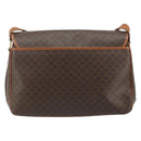 CELINE Macadam Canvas Circle Shoulder Bag PVC Leather Brown Gold Auth YKZ1025-2