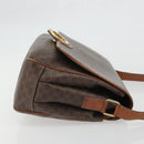 CELINE Macadam Canvas Circle Shoulder Bag PVC Leather Brown Gold Auth YKZ1025-3