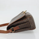 CELINE Macadam Canvas Circle Shoulder Bag PVC Leather Brown Gold Auth YKZ1025-4