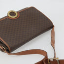 CELINE Macadam Canvas Circle Shoulder Bag PVC Leather Brown Gold Auth YKZ1025-6
