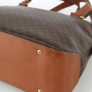 CELINE Macadam Canvas Hand Bag PVC Leather Brown Gold Auth YKZ1026-9