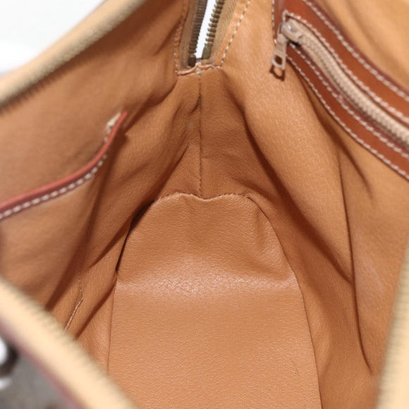 CELINE Macadam Canvas Hand Bag PVC Leather Brown Gold Auth YKZ1026