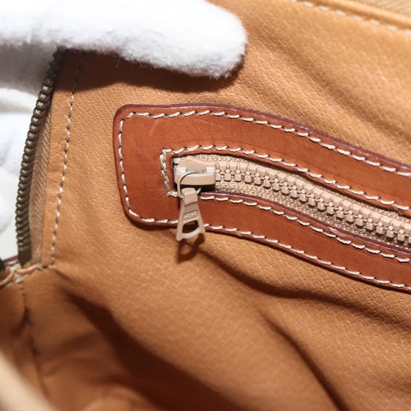 CELINE Macadam Canvas Hand Bag PVC Leather Brown Gold Auth YKZ1026