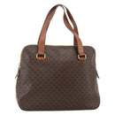 CELINE Macadam Canvas Hand Bag PVC Leather Brown Gold Auth YKZ1026-1