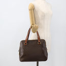 CELINE Macadam Canvas Hand Bag PVC Leather Brown Gold Auth YKZ1026-23