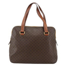 CELINE Macadam Canvas Hand Bag PVC Leather Brown Gold Auth YKZ1026-13