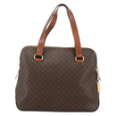 CELINE Macadam Canvas Hand Bag PVC Leather Brown Gold Auth YKZ1026-2
