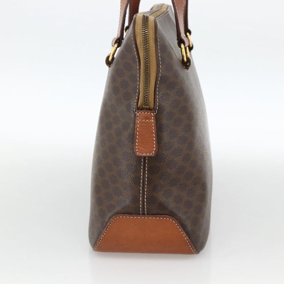 CELINE Macadam Canvas Hand Bag PVC Leather Brown Gold Auth YKZ1026