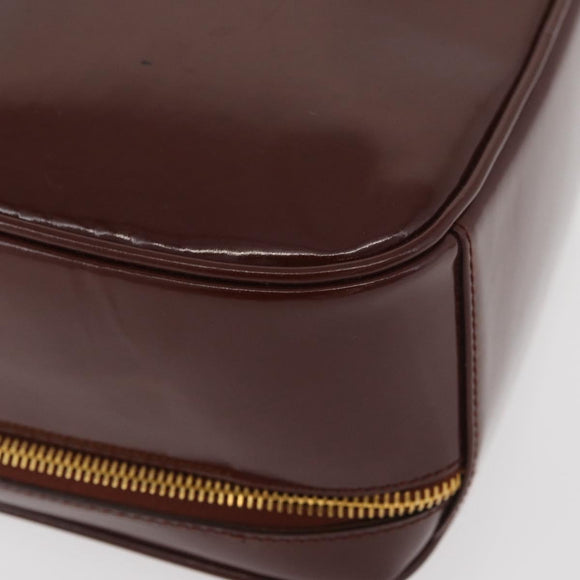 GUCCI Bamboo Hand Bag Patent leather Brown Gold 000 270 0323 Auth YKZ1028