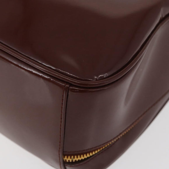GUCCI Bamboo Hand Bag Patent leather Brown Gold 000 270 0323 Auth YKZ1028