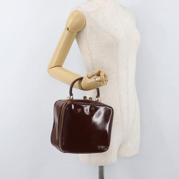 GUCCI Bamboo Hand Bag Patent leather Brown Gold 000 270 0323 Auth YKZ1028