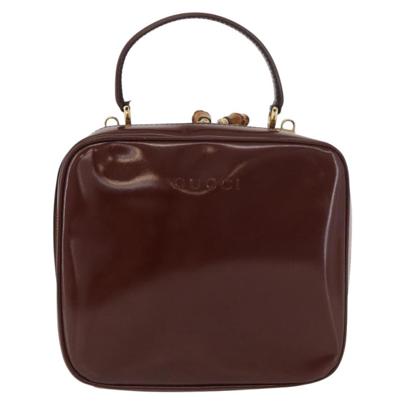 GUCCI Bamboo Hand Bag Patent leather Brown Gold 000 270 0323 Auth YKZ1028