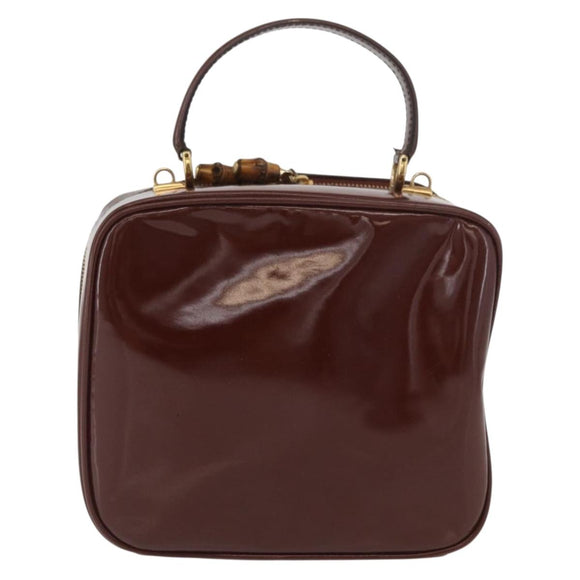 GUCCI Bamboo Hand Bag Patent leather Brown Gold 000 270 0323 Auth YKZ1028