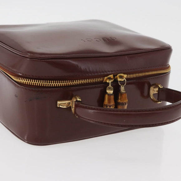 GUCCI Bamboo Hand Bag Patent leather Brown Gold 000 270 0323 Auth YKZ1028