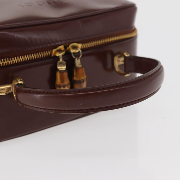 GUCCI Bamboo Hand Bag Patent leather Brown Gold 000 270 0323 Auth YKZ1028