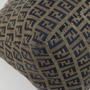 FENDI Zucchino Canvas Mamma Baguette Shoulder Bag Navy Silver Auth YKZ1029A-15