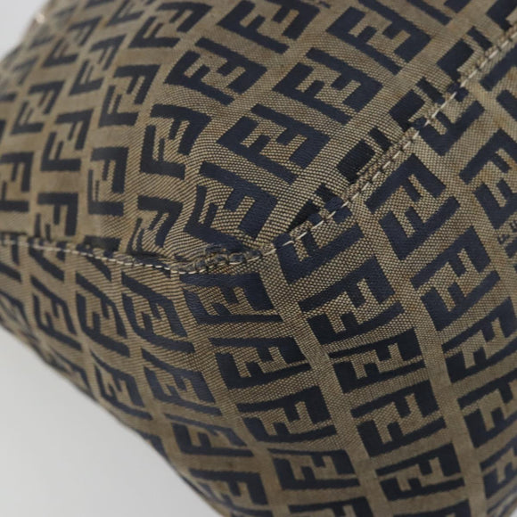 FENDI Zucchino Canvas Mamma Baguette Shoulder Bag Navy Silver Auth YKZ1029A