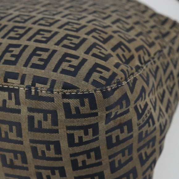 FENDI Zucchino Canvas Mamma Baguette Schultertasche Navy Silber Original YKZ1029A